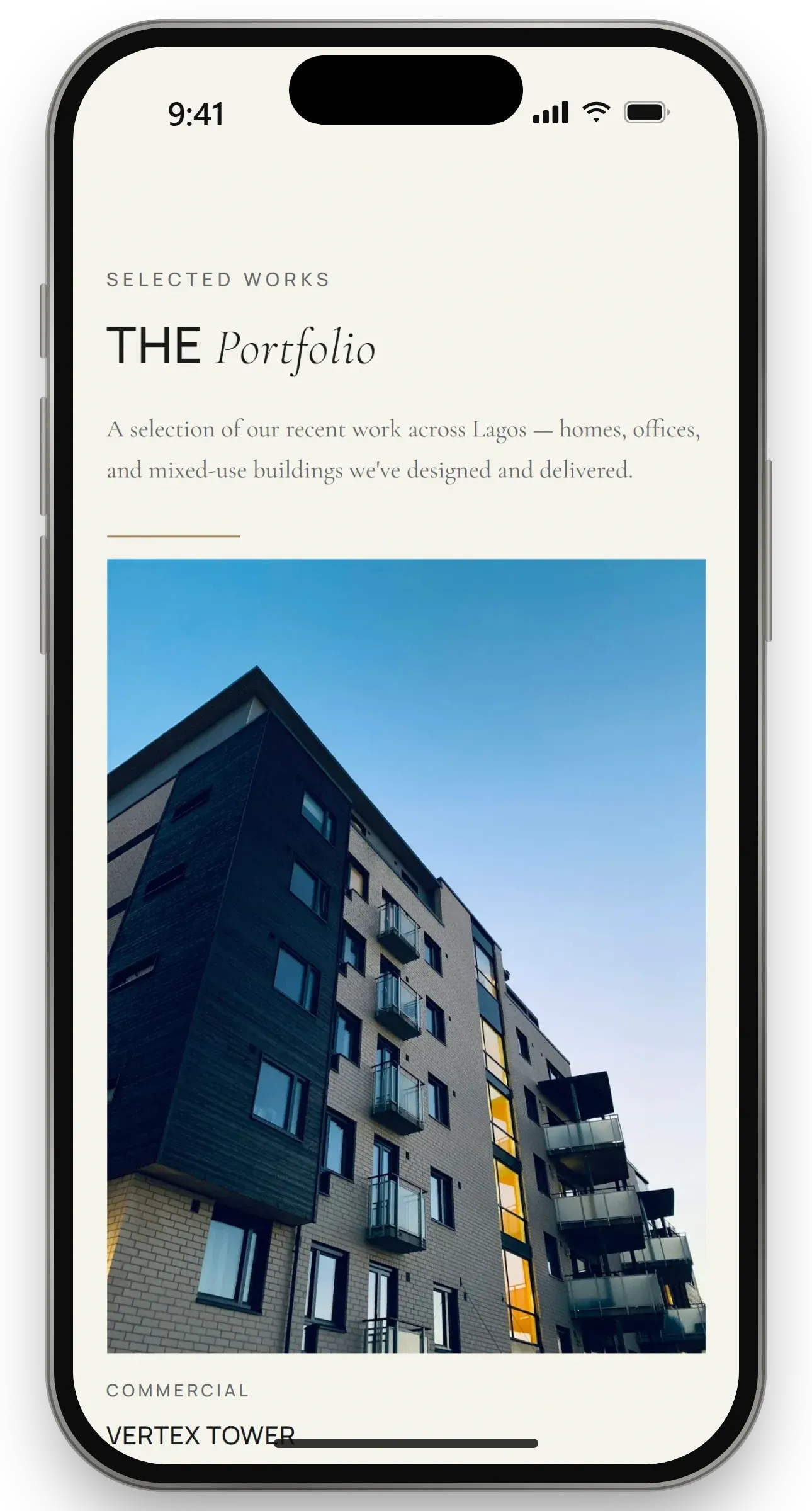 Portfolio on a phone